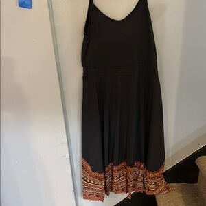Casual Black and Orange Spaghetti Strap Maxi Sundress